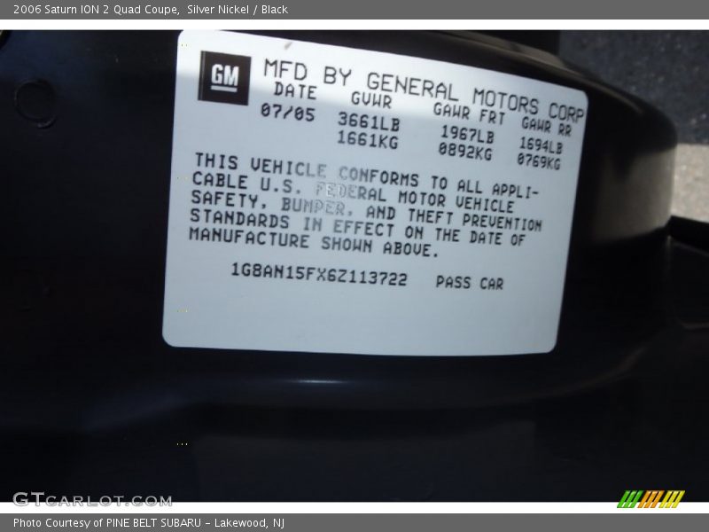 Silver Nickel / Black 2006 Saturn ION 2 Quad Coupe