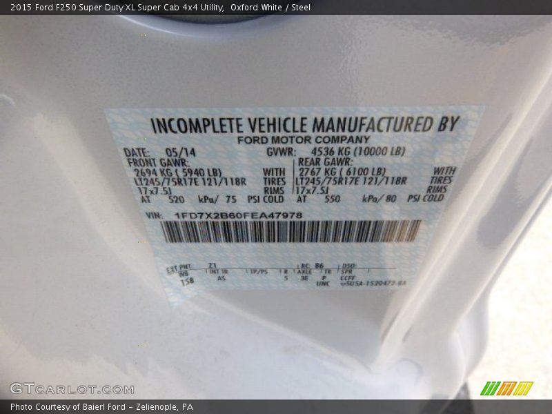 Oxford White / Steel 2015 Ford F250 Super Duty XL Super Cab 4x4 Utility