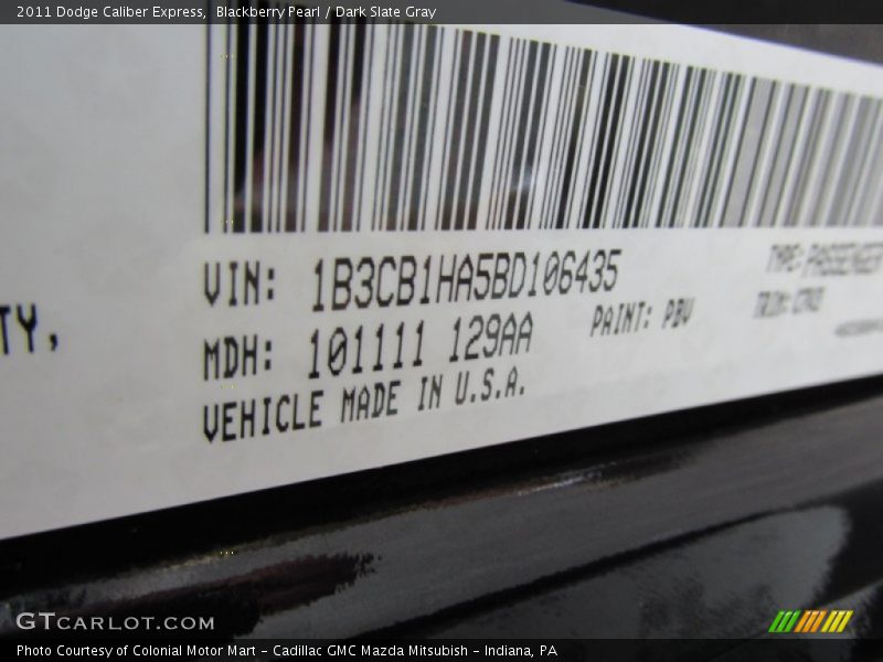 Blackberry Pearl / Dark Slate Gray 2011 Dodge Caliber Express