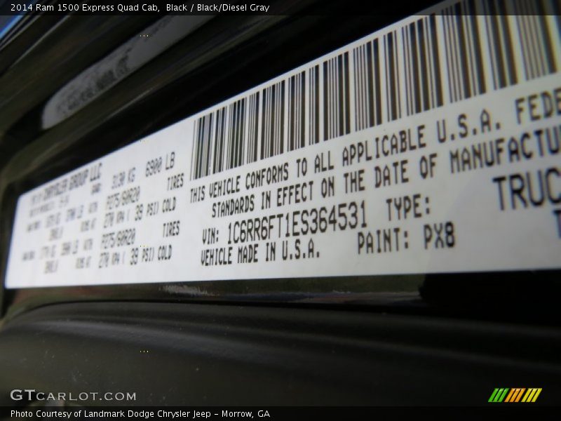 Black / Black/Diesel Gray 2014 Ram 1500 Express Quad Cab