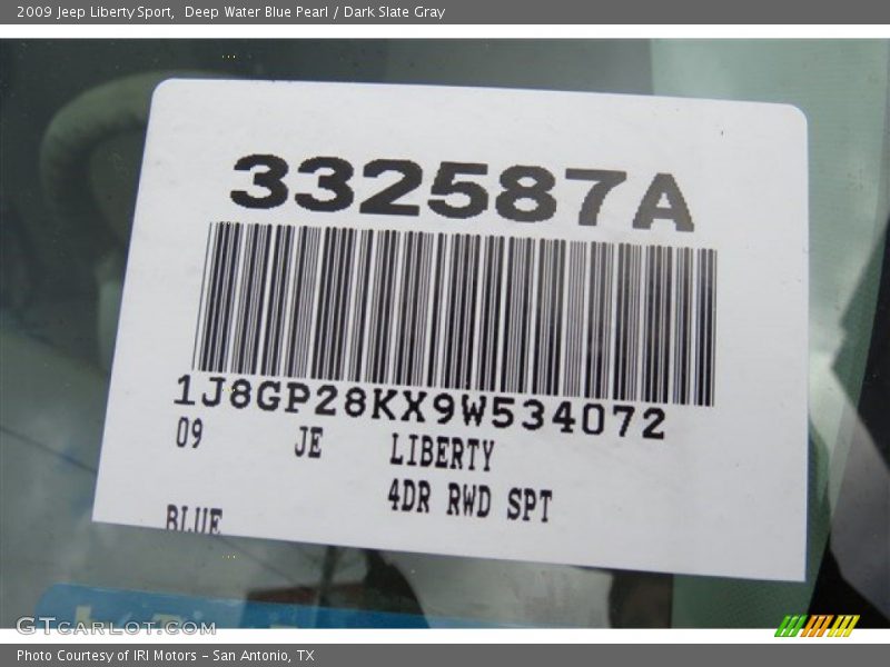 Deep Water Blue Pearl / Dark Slate Gray 2009 Jeep Liberty Sport