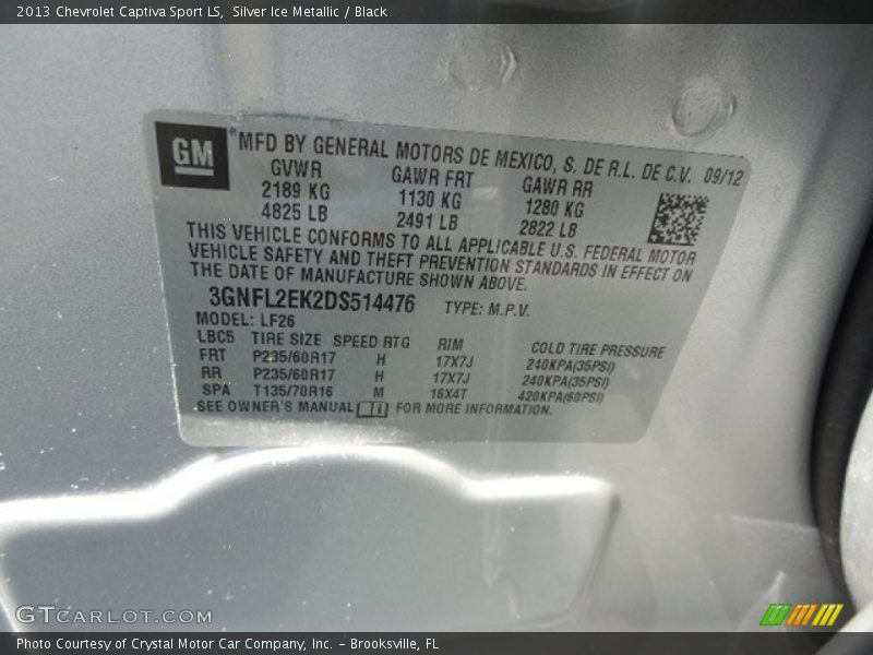 Silver Ice Metallic / Black 2013 Chevrolet Captiva Sport LS
