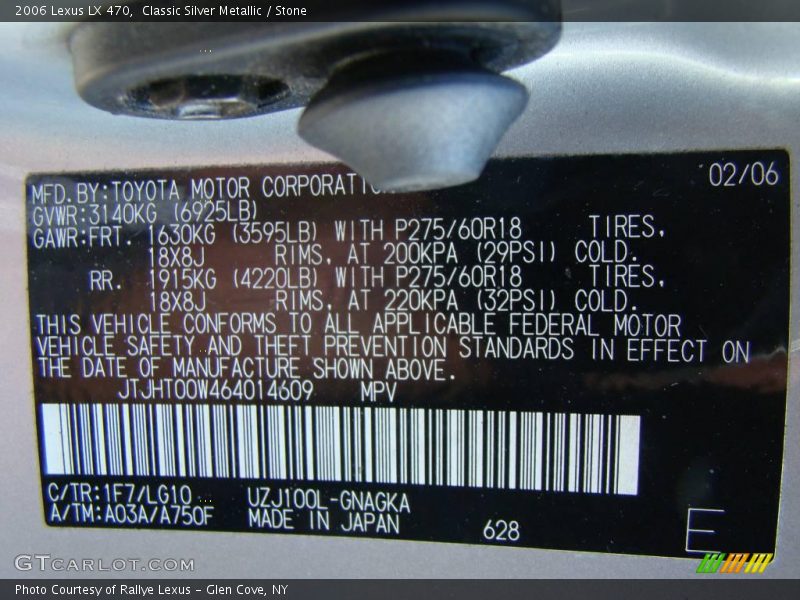 Classic Silver Metallic / Stone 2006 Lexus LX 470