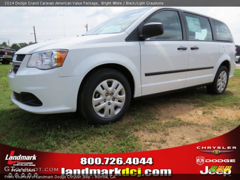 Bright White / Black/Light Graystone 2014 Dodge Grand Caravan American Value Package