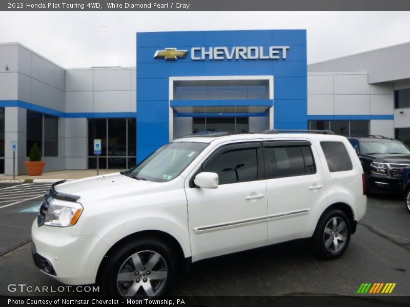 White Diamond Pearl / Gray 2013 Honda Pilot Touring 4WD