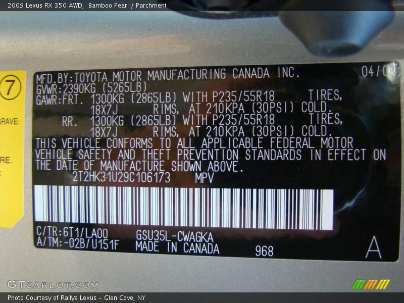 Bamboo Pearl / Parchment 2009 Lexus RX 350 AWD