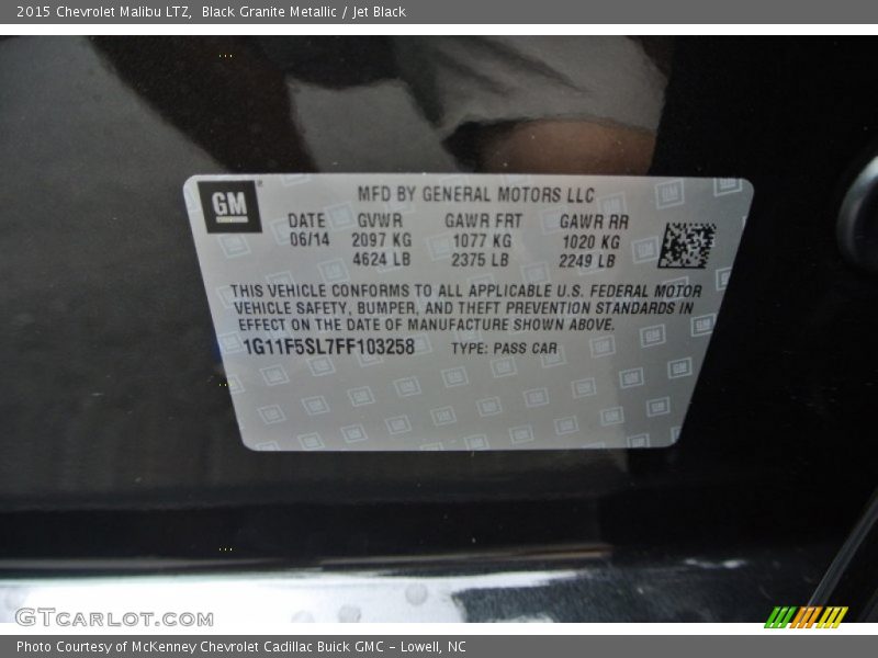 Black Granite Metallic / Jet Black 2015 Chevrolet Malibu LTZ