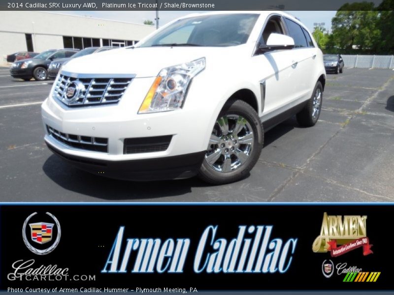 Platinum Ice Tricoat / Shale/Brownstone 2014 Cadillac SRX Luxury AWD
