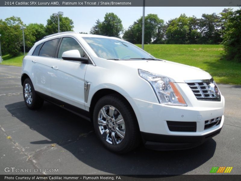 Platinum Ice Tricoat / Shale/Brownstone 2014 Cadillac SRX Luxury AWD
