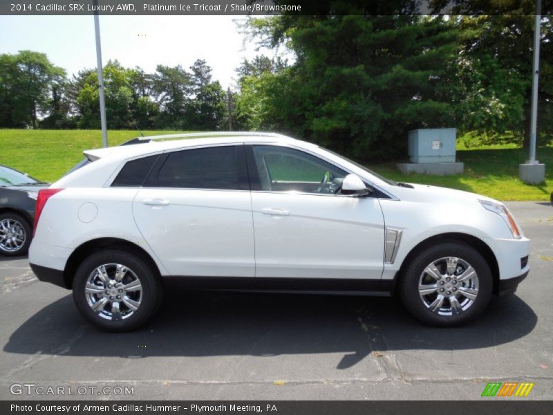 Platinum Ice Tricoat / Shale/Brownstone 2014 Cadillac SRX Luxury AWD