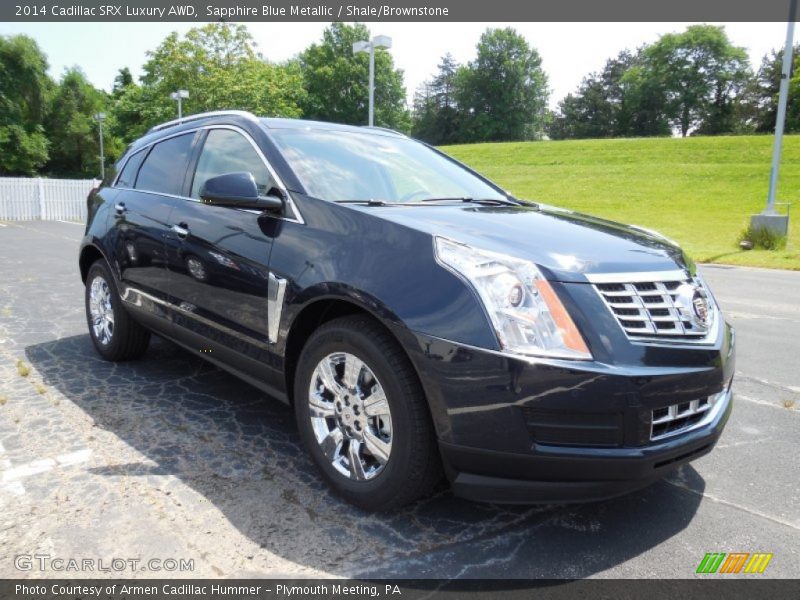 Sapphire Blue Metallic / Shale/Brownstone 2014 Cadillac SRX Luxury AWD