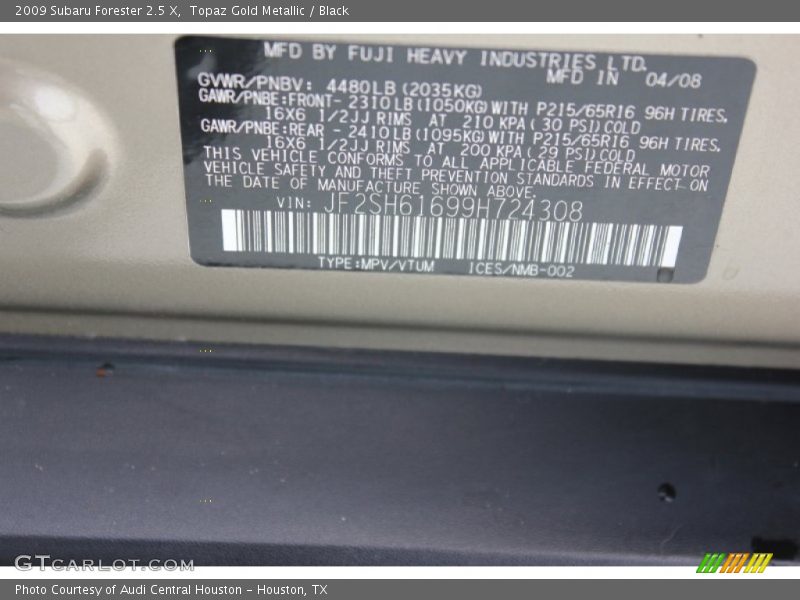 Topaz Gold Metallic / Black 2009 Subaru Forester 2.5 X