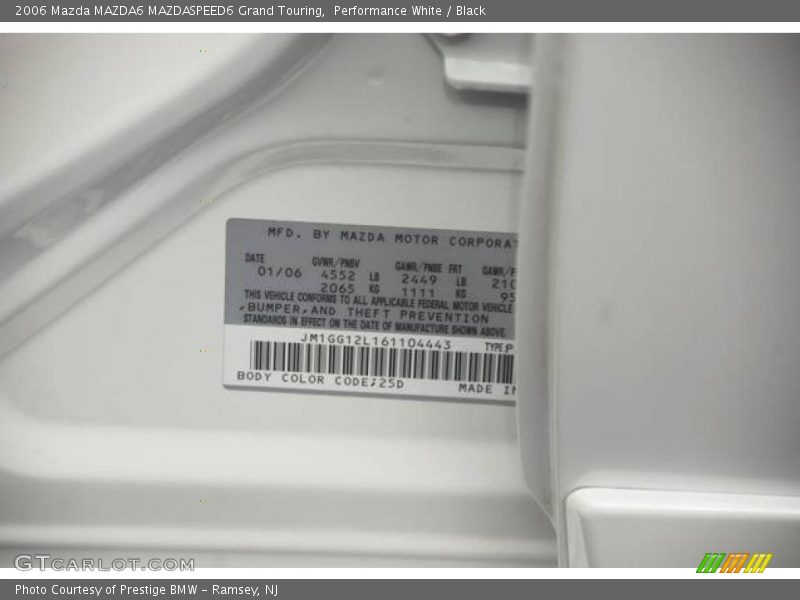 Performance White / Black 2006 Mazda MAZDA6 MAZDASPEED6 Grand Touring