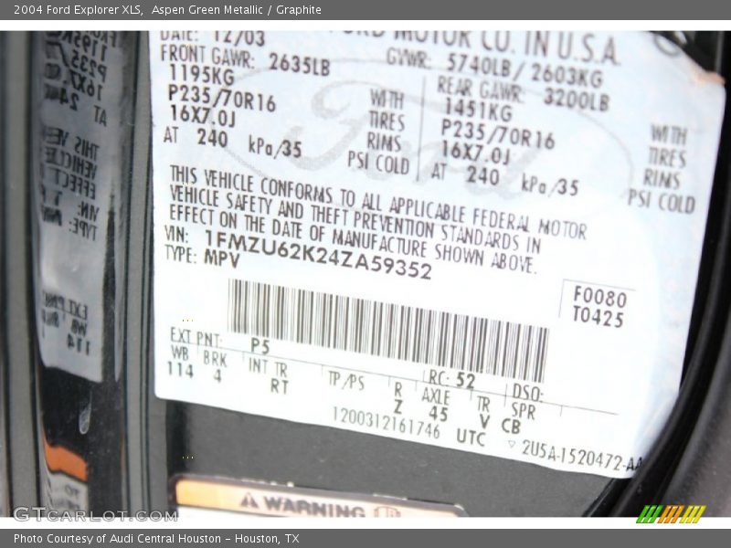 Aspen Green Metallic / Graphite 2004 Ford Explorer XLS