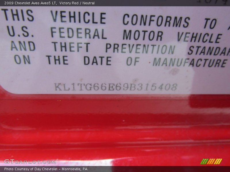 Victory Red / Neutral 2009 Chevrolet Aveo Aveo5 LT