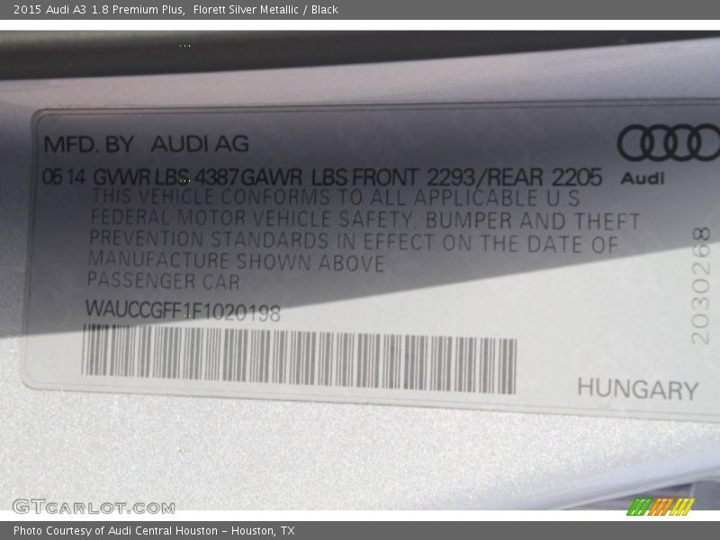 Florett Silver Metallic / Black 2015 Audi A3 1.8 Premium Plus