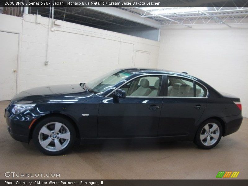 Monaco Blue Metallic / Cream Beige Dakota Leather 2008 BMW 5 Series 528xi Sedan