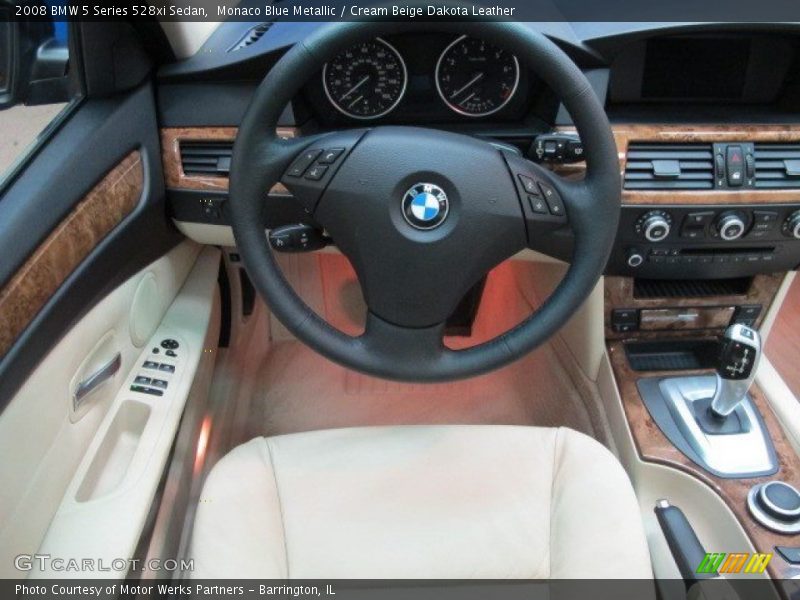 Monaco Blue Metallic / Cream Beige Dakota Leather 2008 BMW 5 Series 528xi Sedan