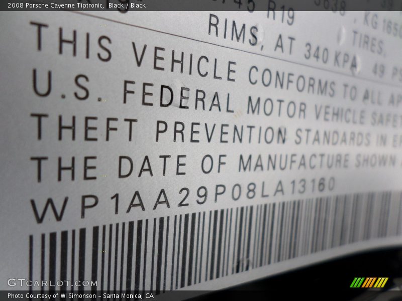 Black / Black 2008 Porsche Cayenne Tiptronic
