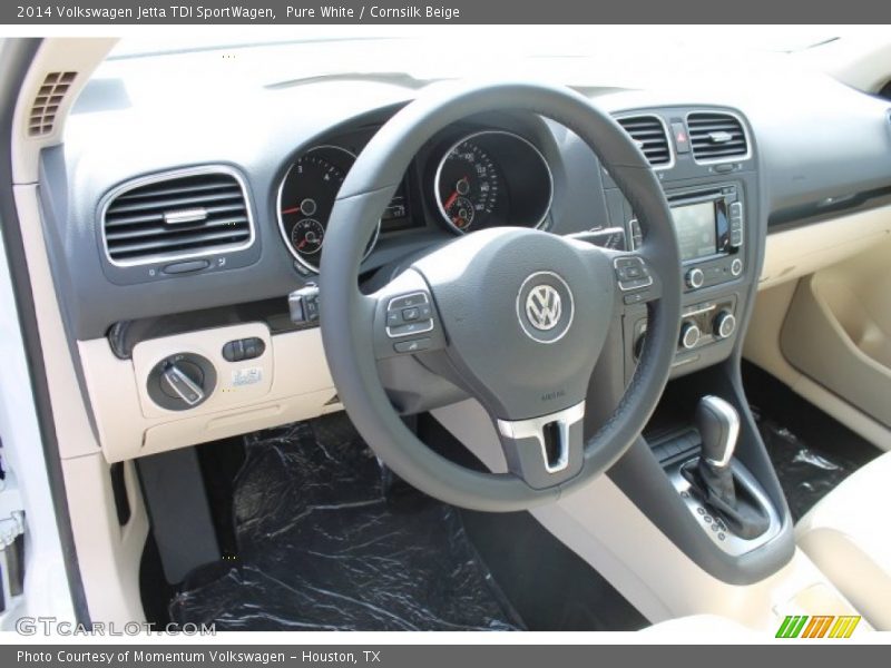 Pure White / Cornsilk Beige 2014 Volkswagen Jetta TDI SportWagen