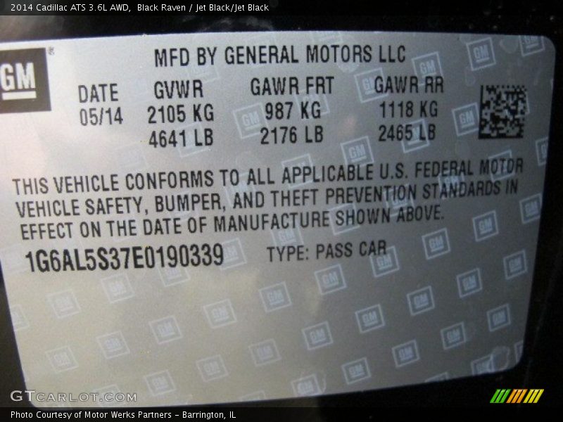 Black Raven / Jet Black/Jet Black 2014 Cadillac ATS 3.6L AWD