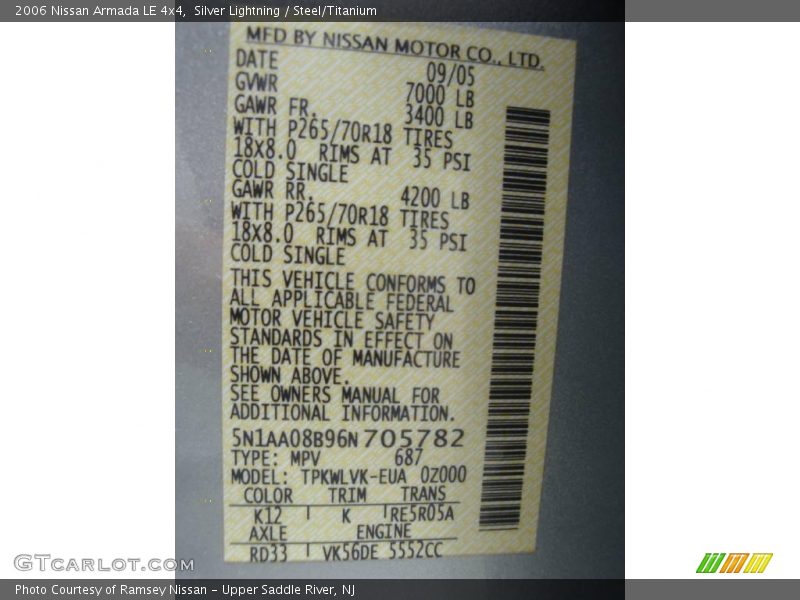 Silver Lightning / Steel/Titanium 2006 Nissan Armada LE 4x4