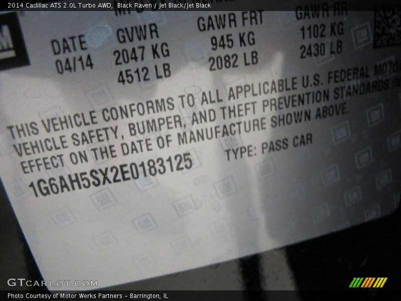 Black Raven / Jet Black/Jet Black 2014 Cadillac ATS 2.0L Turbo AWD