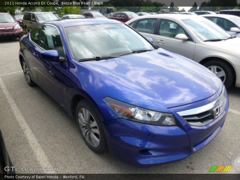 Belize Blue Pearl / Black 2011 Honda Accord EX Coupe