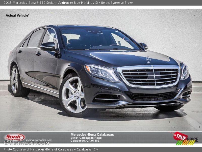 Anthracite Blue Metallic / Silk Beige/Espresso Brown 2015 Mercedes-Benz S 550 Sedan