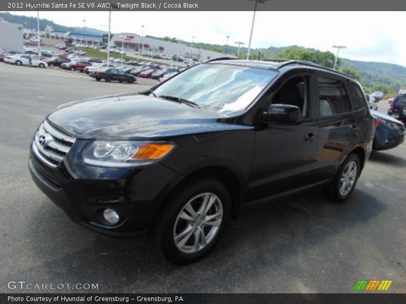 Twilight Black / Cocoa Black 2012 Hyundai Santa Fe SE V6 AWD