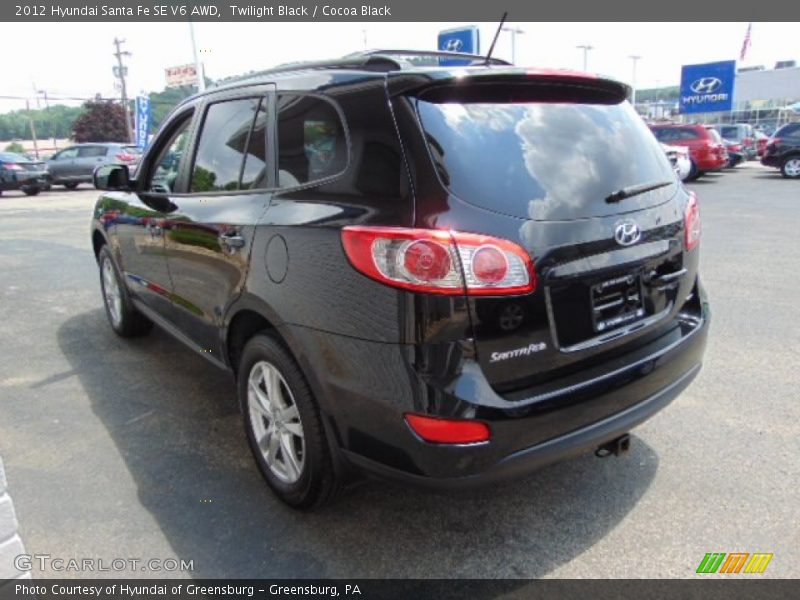Twilight Black / Cocoa Black 2012 Hyundai Santa Fe SE V6 AWD