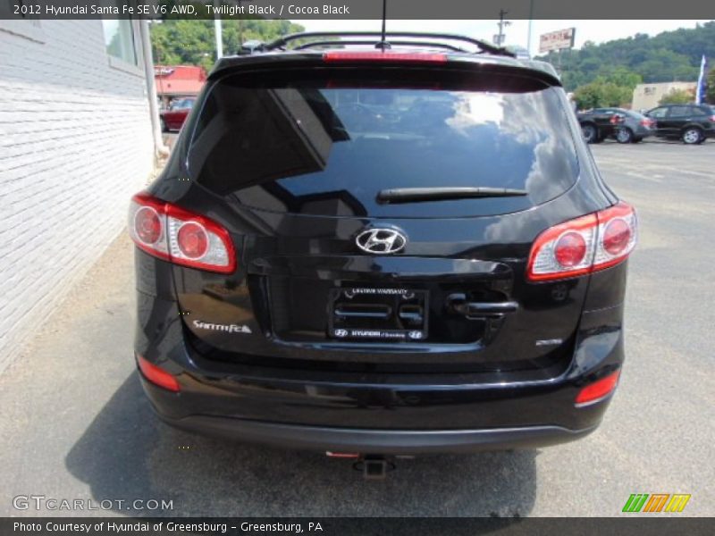 Twilight Black / Cocoa Black 2012 Hyundai Santa Fe SE V6 AWD