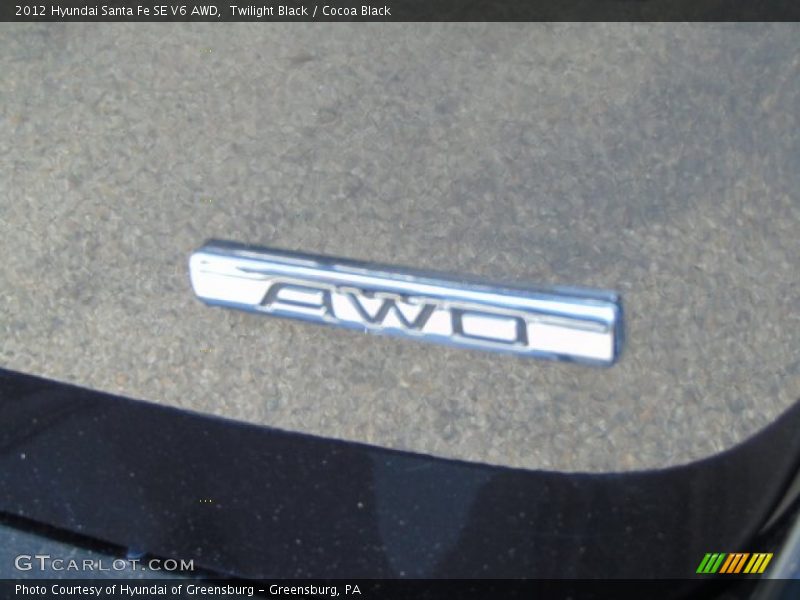 Twilight Black / Cocoa Black 2012 Hyundai Santa Fe SE V6 AWD