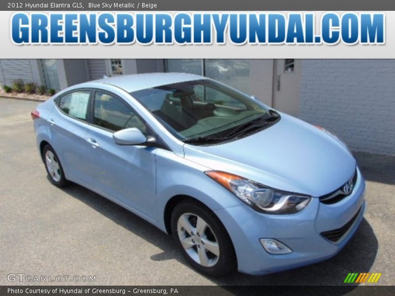 Blue Sky Metallic / Beige 2012 Hyundai Elantra GLS