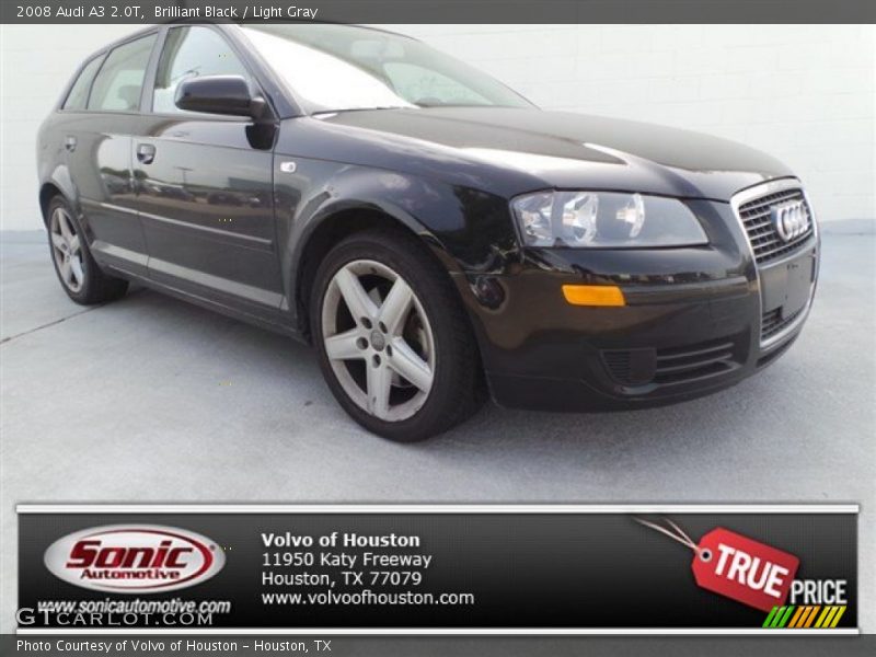 Brilliant Black / Light Gray 2008 Audi A3 2.0T