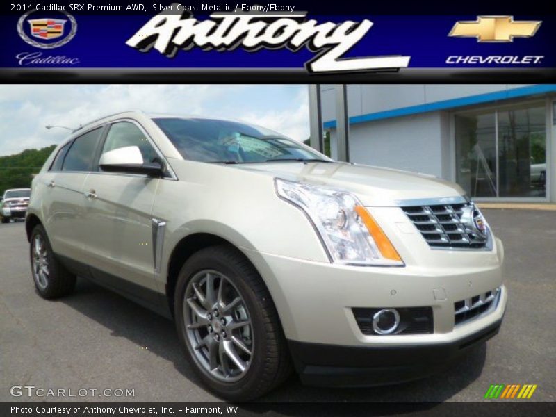 Silver Coast Metallic / Ebony/Ebony 2014 Cadillac SRX Premium AWD