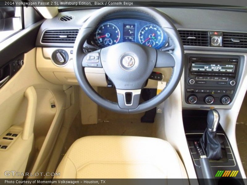Black / Cornsilk Beige 2014 Volkswagen Passat 2.5L Wolfsburg Edition