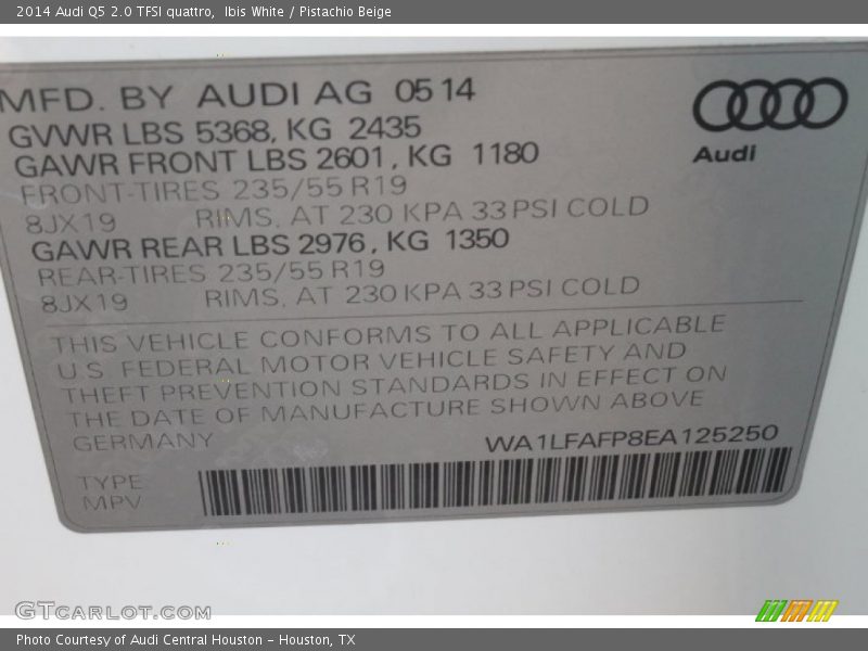 Ibis White / Pistachio Beige 2014 Audi Q5 2.0 TFSI quattro