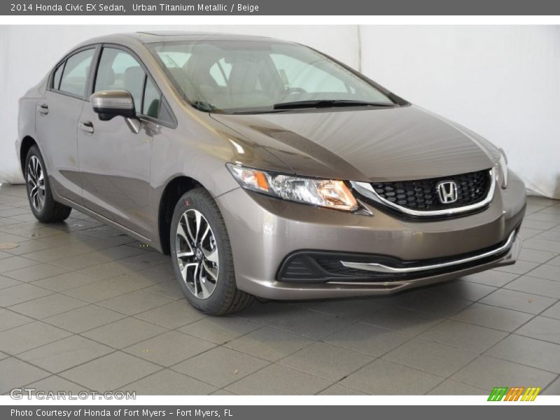 Urban Titanium Metallic / Beige 2014 Honda Civic EX Sedan