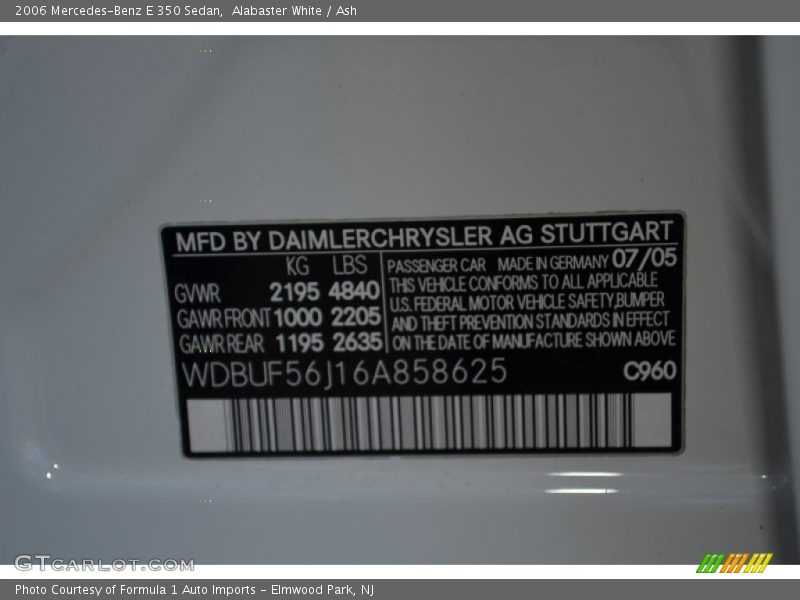 Alabaster White / Ash 2006 Mercedes-Benz E 350 Sedan