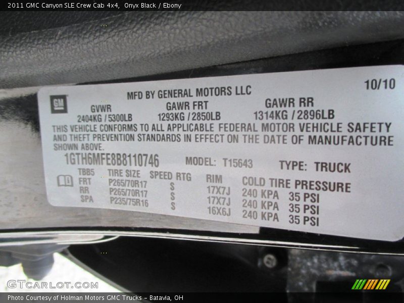 Onyx Black / Ebony 2011 GMC Canyon SLE Crew Cab 4x4