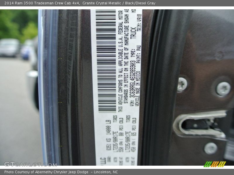 Granite Crystal Metallic / Black/Diesel Gray 2014 Ram 3500 Tradesman Crew Cab 4x4