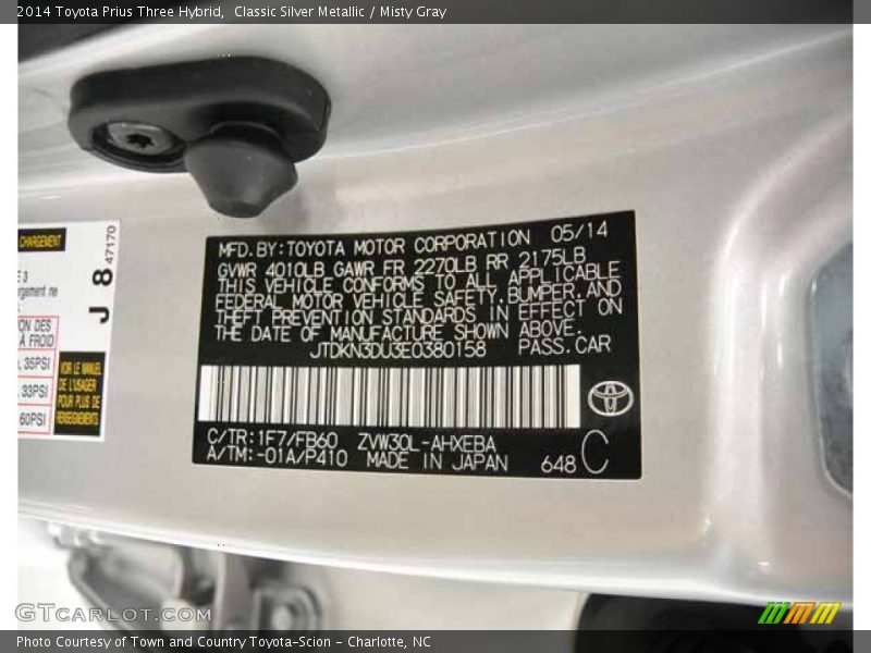 Classic Silver Metallic / Misty Gray 2014 Toyota Prius Three Hybrid