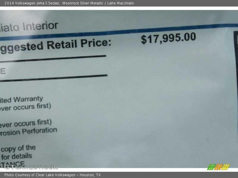 Moonrock Silver Metallic / Latte Macchiato 2014 Volkswagen Jetta S Sedan