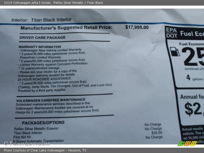 Reflex Silver Metallic / Titan Black 2014 Volkswagen Jetta S Sedan