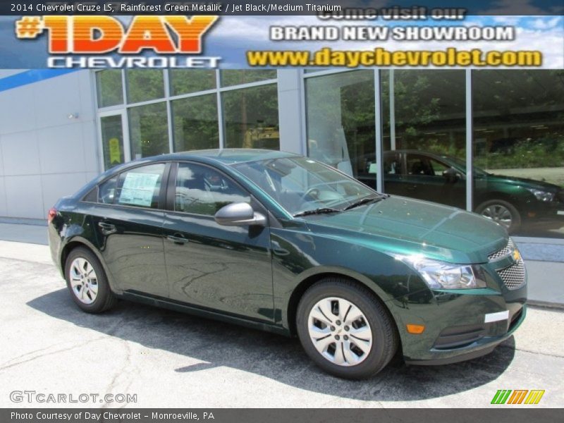 Rainforest Green Metallic / Jet Black/Medium Titanium 2014 Chevrolet Cruze LS