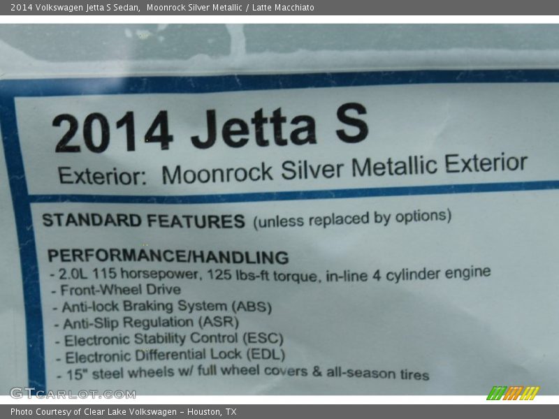 Moonrock Silver Metallic / Latte Macchiato 2014 Volkswagen Jetta S Sedan