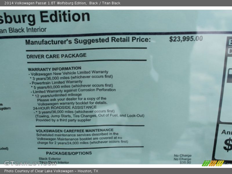Black / Titan Black 2014 Volkswagen Passat 1.8T Wolfsburg Edition
