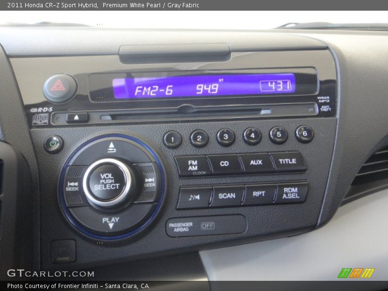 Premium White Pearl / Gray Fabric 2011 Honda CR-Z Sport Hybrid