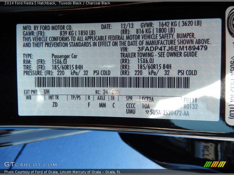 Tuxedo Black / Charcoal Black 2014 Ford Fiesta S Hatchback